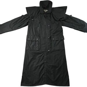 Western Frontier Coat Mens S Black Rain Coat Hooded Waxed Water‎ Resistant
